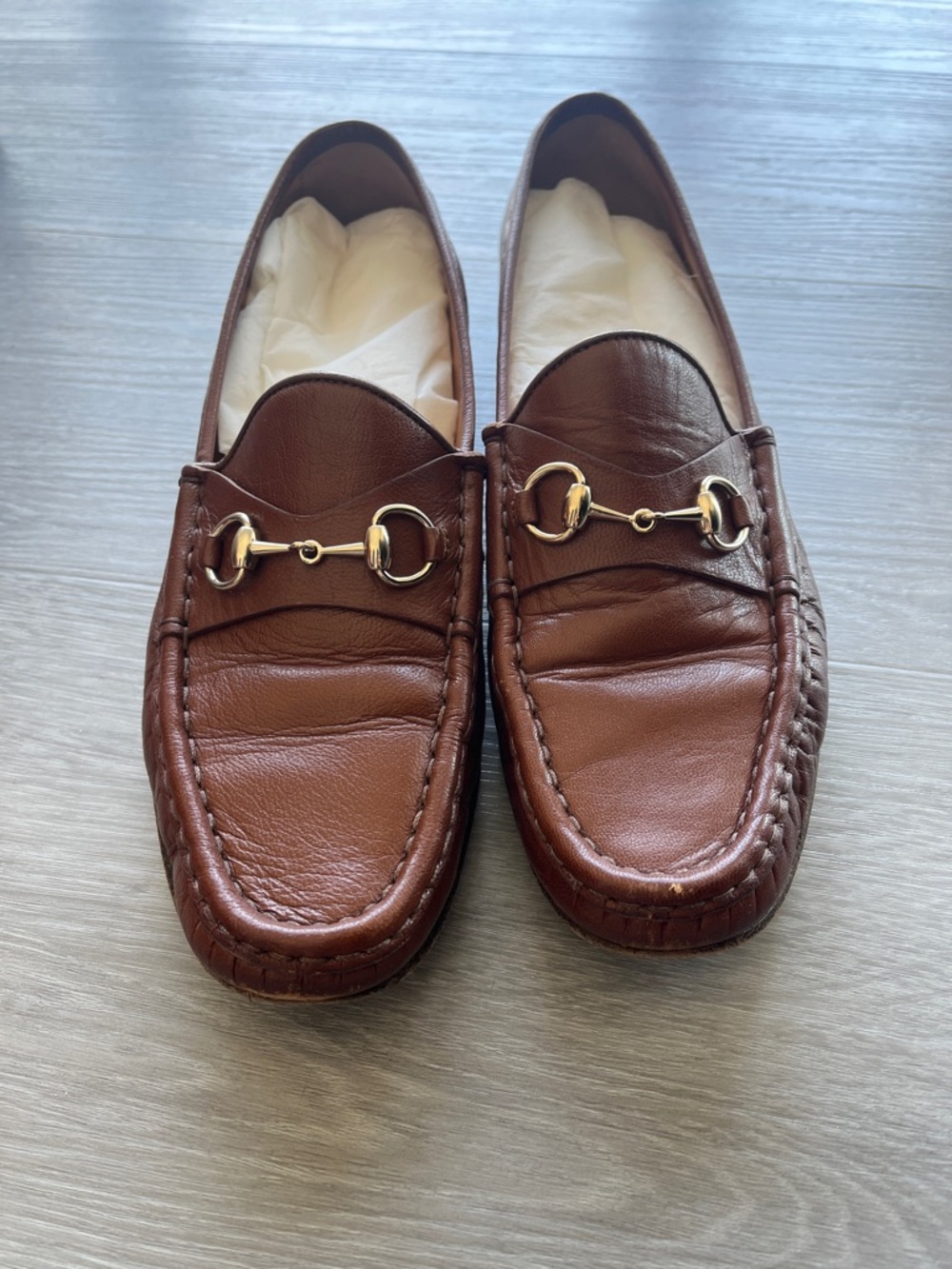 Gucci Brown Leather Horsebit Loafers